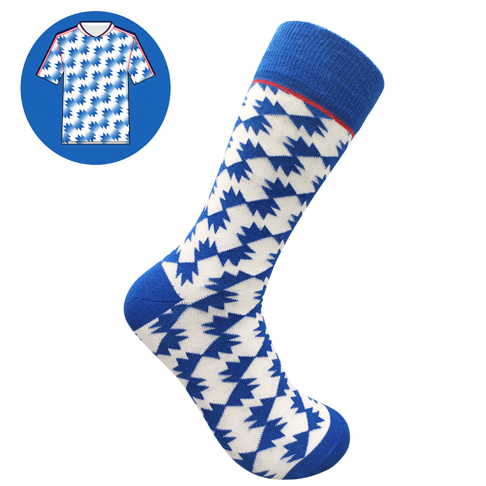 M.Utd - Away - 1991-1992 | Retro Shirt Socks | Blue / White | Size UK 7 - 11