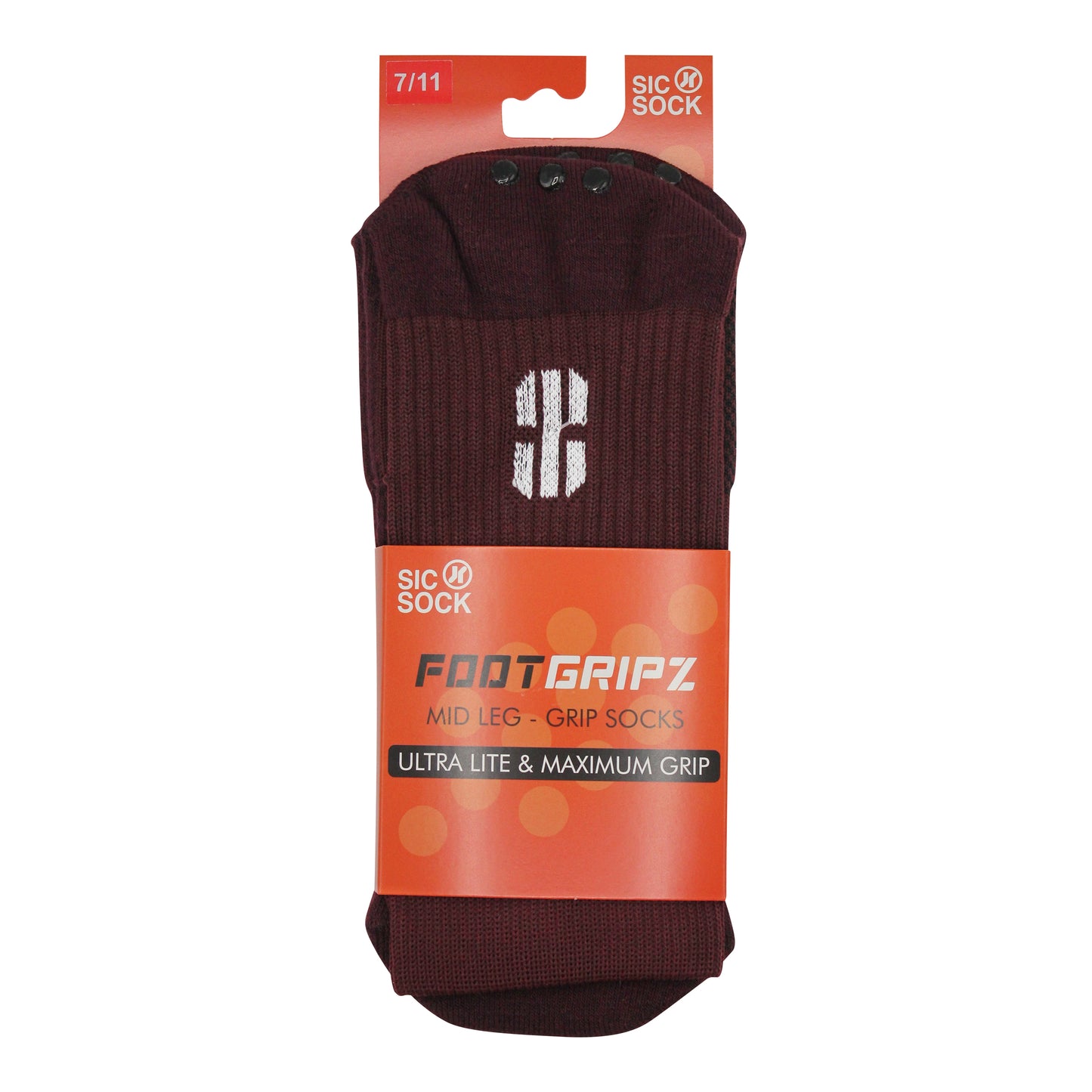 FootGripz Mid Grip Socks | Maroon