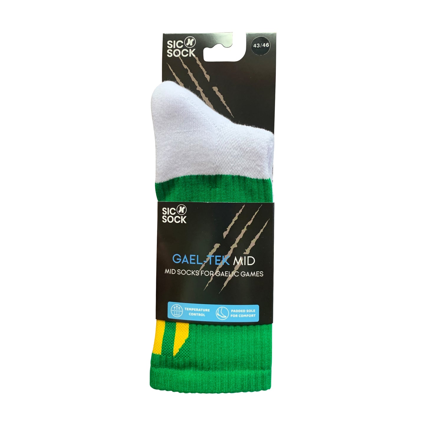 Gael-Tek Mid Socks For Gaelic Games | Green & Gold