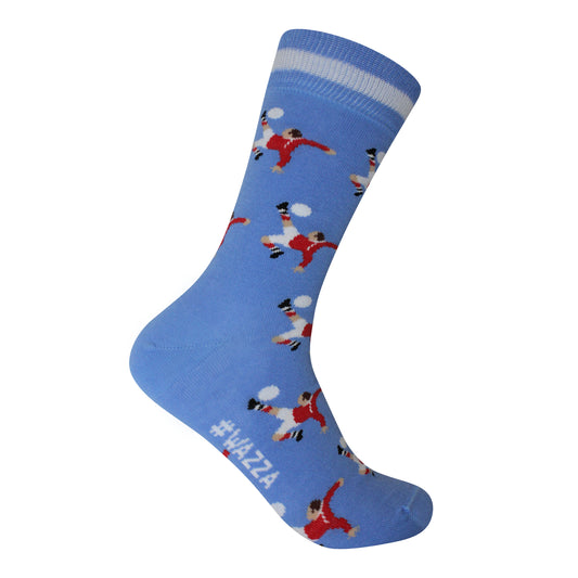 Wazza' Bicycle Kick Tribute | Retro Shirt Socks | Blue | Size UK 7 - 11