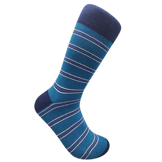 Wild Atlantic Sock Collection Luxury  Petrol Stripe Socks | Men