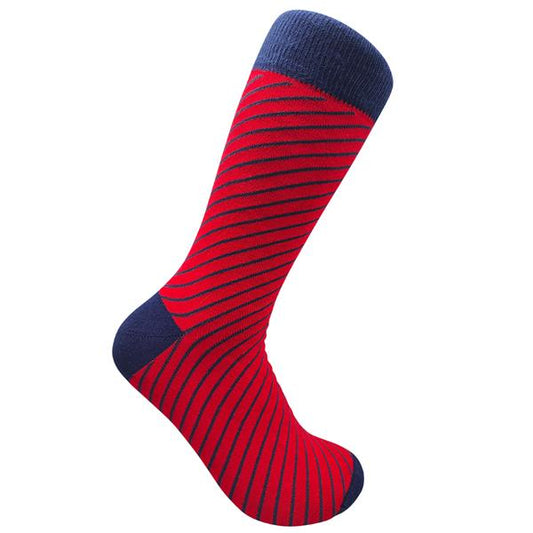 Wild Atlantic Sock Collection Luxury Diagonal Stripe Red Socks | Men