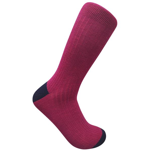 Wild Atlantic Sock Collection Luxury Wool Ribbed Socks Fuscia/Navy | Men