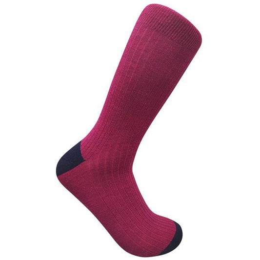 Wild Atlantic Sock Collection  Luxury Wool Ribbed Socks Fuscia/Navy | Men