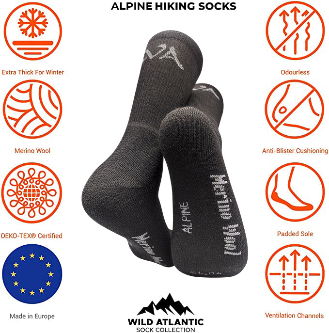 Alpine - Merino Wool Hiking Socks (4 Pack - Womens Bundle) | (UK 4-7)