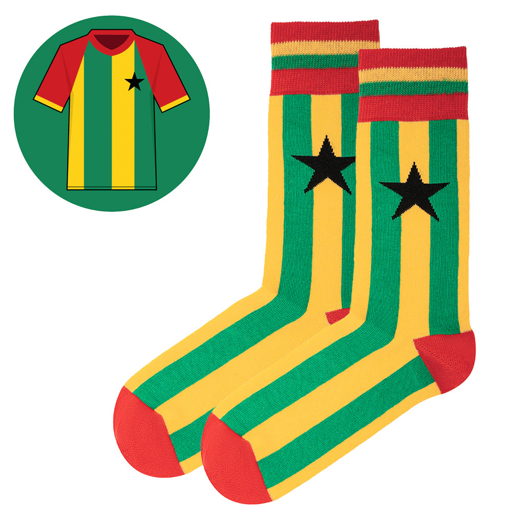 Ghana- Home 80S | Retro Shirt Socks | Green / Yellow