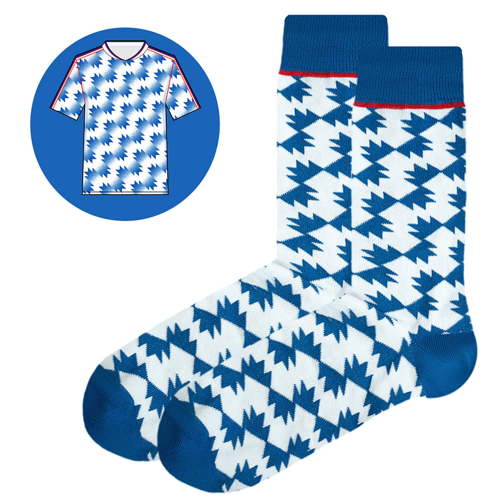 M.Utd - Away - 1991-1992 | Retro Shirt Socks | Blue /  White | Size UK 7 - 11