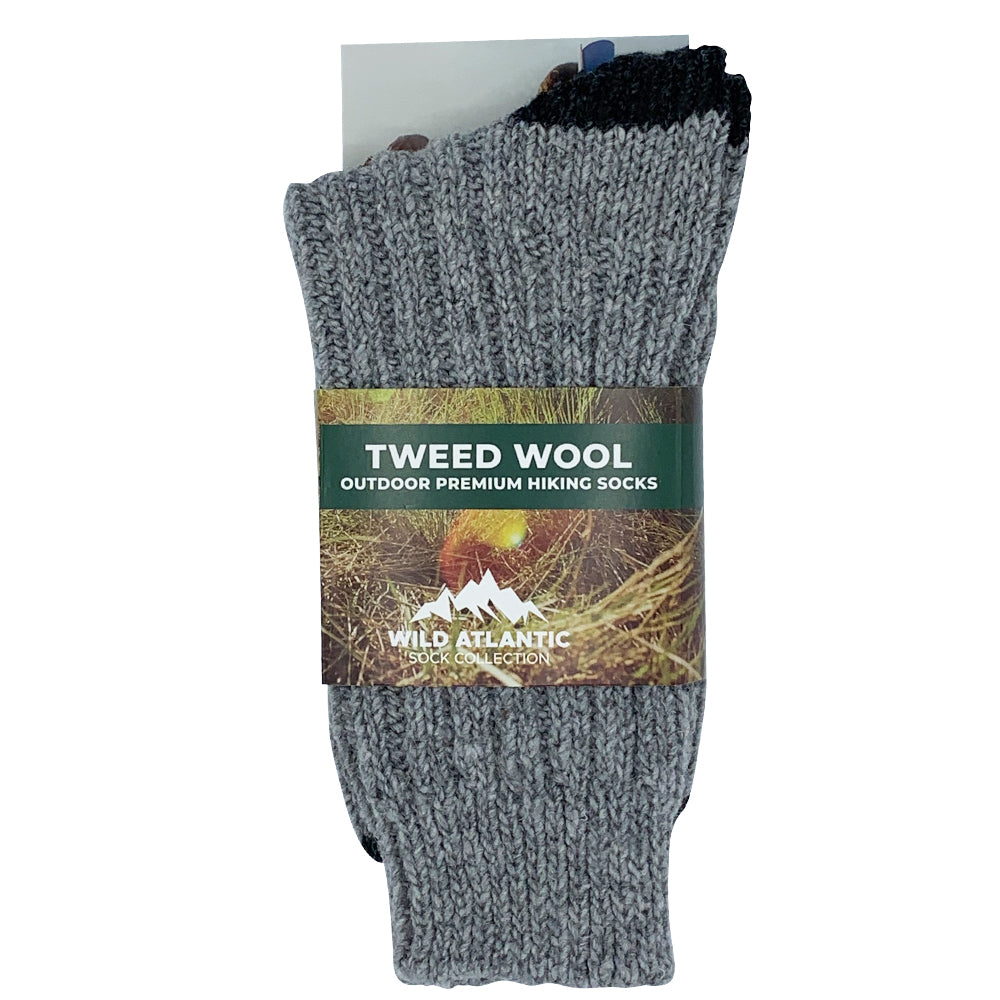 Tweed Wool Socks For Hiking / Wellington / Lounging Socks | Dark Grey | Women (UK 4-7)