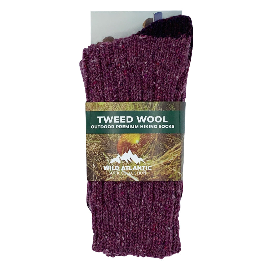Tweed Wool Socks For Hiking / Wellington / Lounging Socks | Lilac Purple | Women (UK 4-7)