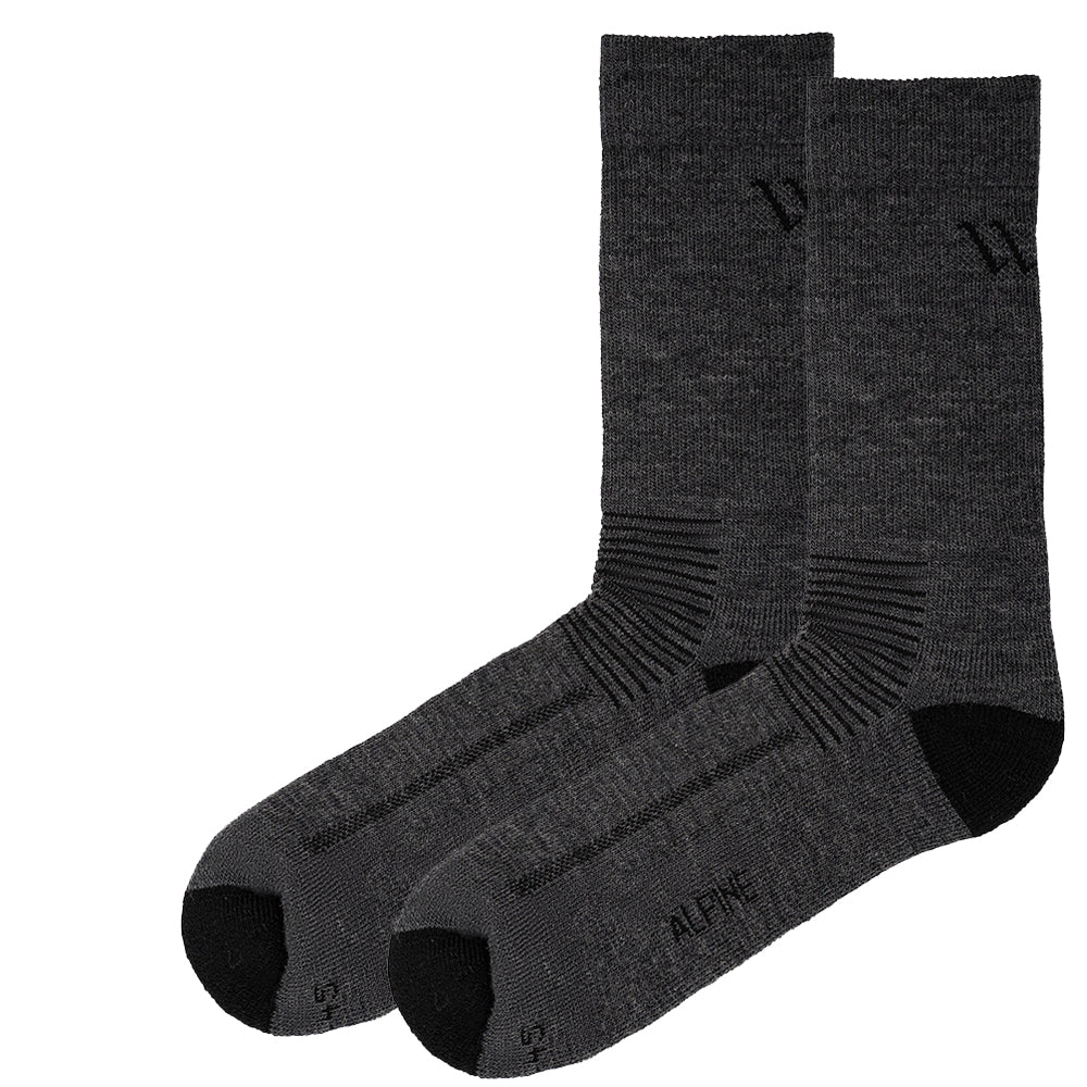 Alpine - Merino Wool Hiking Socks | For Milder Climates | Charcoal | Men (UK 7-11)