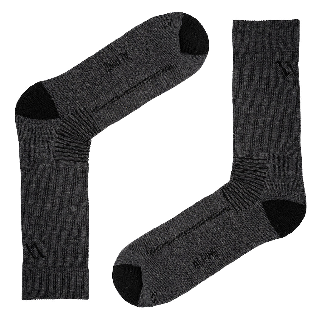 Alpine - Merino Wool Hiking Socks | For Milder Climates | Charcoal | Men (UK 7-11)