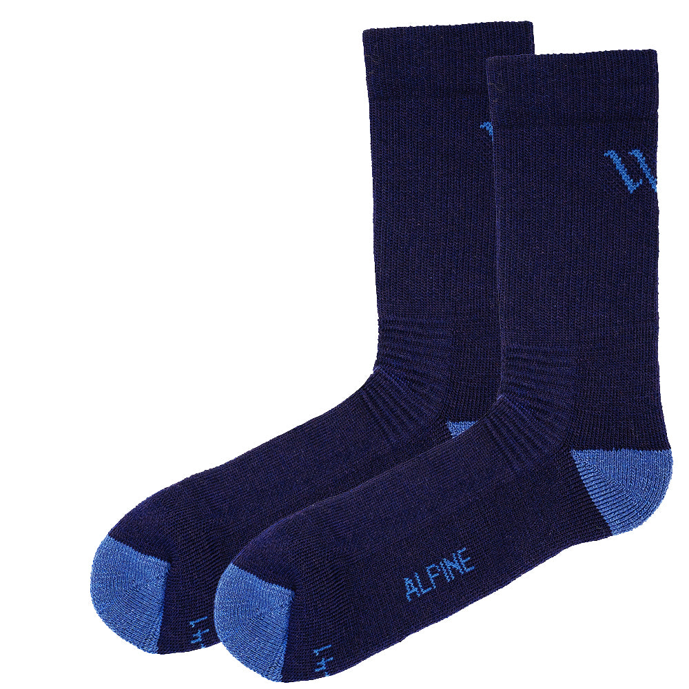 Alpine Merino Wool Hiking Socks For Milder Climates Navy