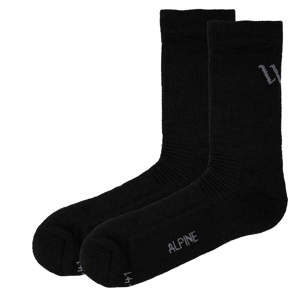 Alpine Merino Wool Hiking Socks For Milder Climates Black