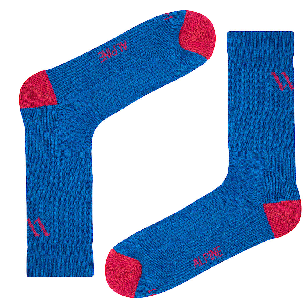 Alpine - Merino Wool Hiking Socks | For Milder Climates | Blue | Women (UK 4 -7)