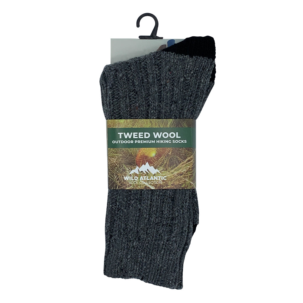 Tweed Wool Socks For Hiking / Wellington / Lounging Socks | Grey |Men (UK 7-11)