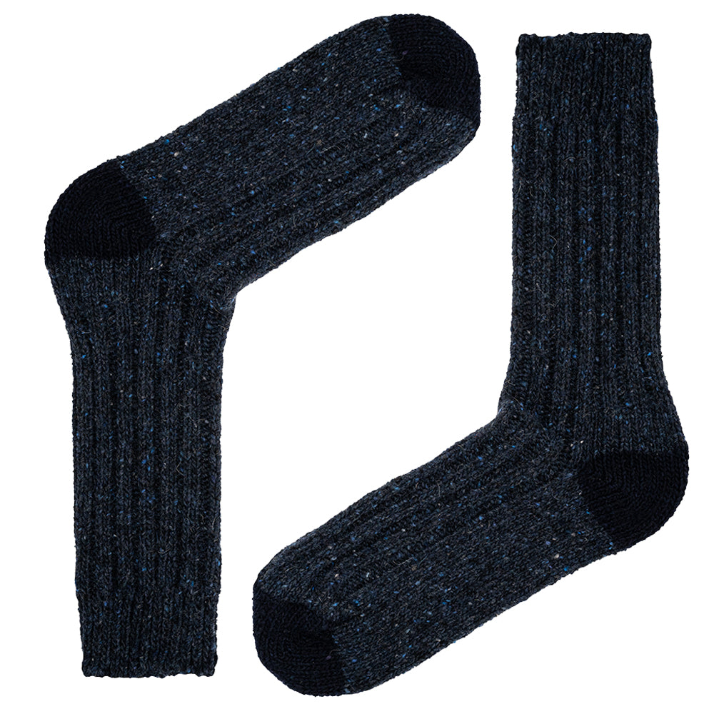 Tweed Wool Socks For Hiking / Wellington / Lounging Socks | Navy | Men (UK 7-11)