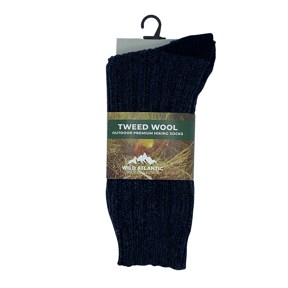 Tweed Wool Socks For Hiking / Wellington / Lounging Socks | Navy | Men (UK 7-11)
