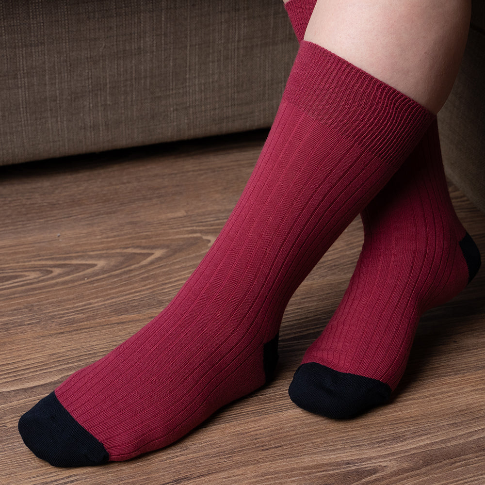Wild Atlantic Sock Collection Luxury  Cotton Ribbed Socks Pink/Navy | Men