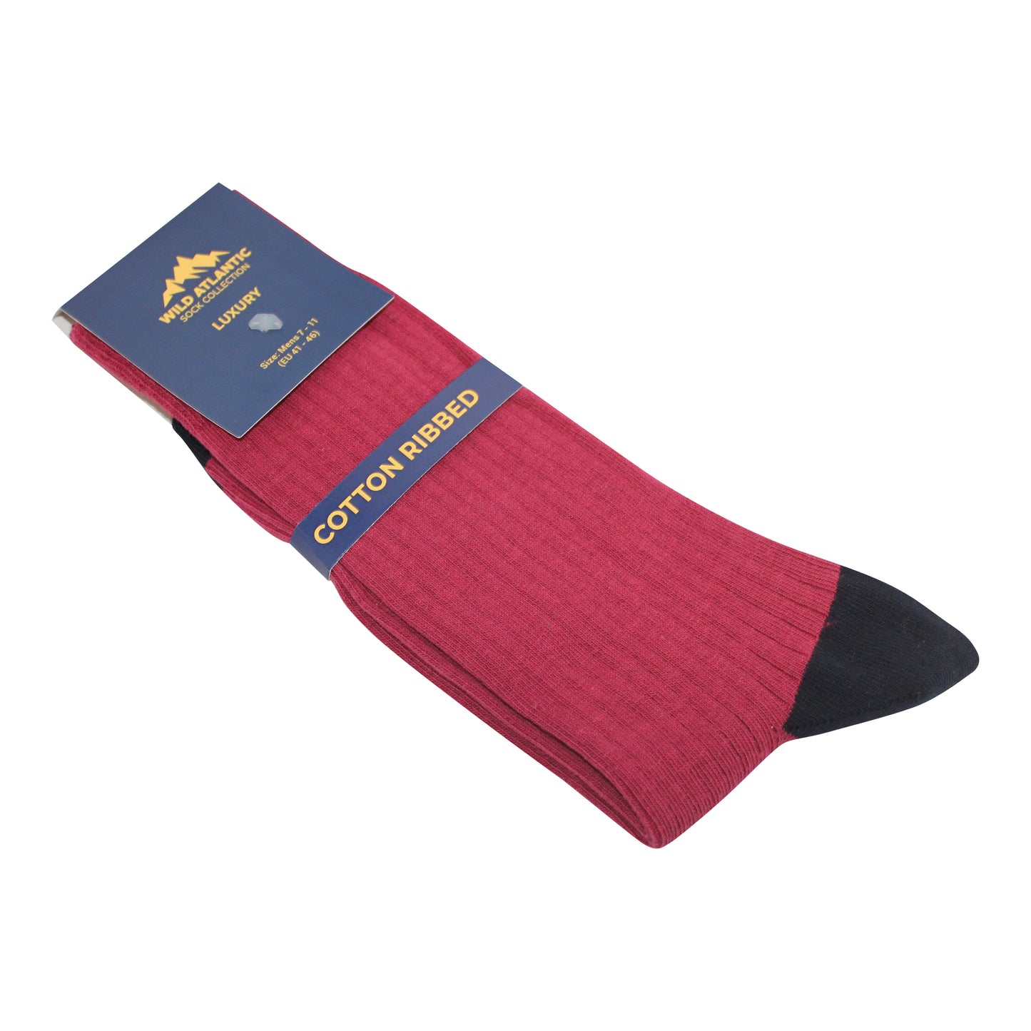 Wild Atlantic Sock Collection Luxury  Cotton Ribbed Socks Pink/Navy | Men