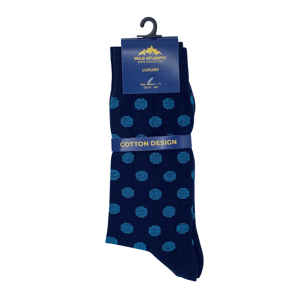 Wild Atlantic Sock Collection Luxury Navy Dot Socks