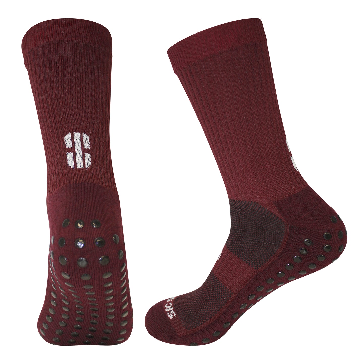 FootGripz Mid Grip Socks | Maroon