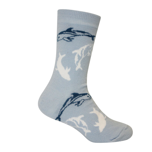 Ocean Blue Dolphin Wave Socks Size UK 12 - 3