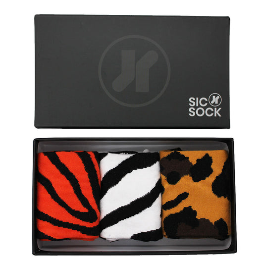 Wild Stripes and Spots: Exotic Animal Print Socks Gift Box
