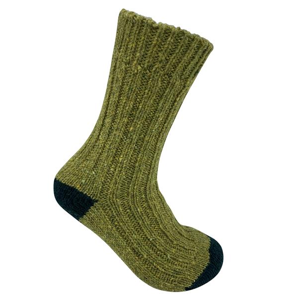 Tweed Wool Socks For Hiking / Wellington / Lounging Socks | Lime Green | Women (UK 4-7)