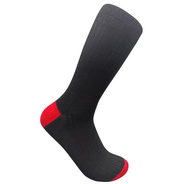 Wild Atlantic Sock Collection Luxury  Cotton Ribbed Socks Black/Red | Men