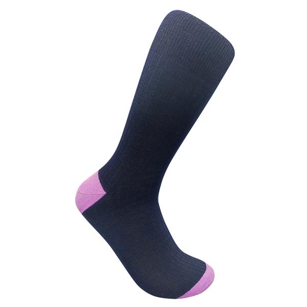 Wild Atlantic Sock Collection Luxury  Cotton Ribbed Socks Navy/Lilac | Men