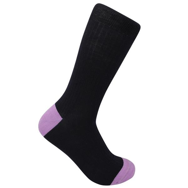 Wild Atlantic Sock Collection Luxury  Wool Ribbed Socks Navy/Lilac | Men